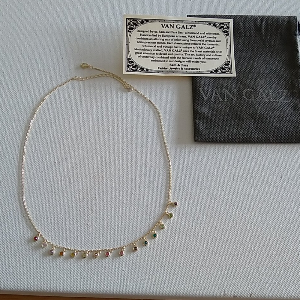 Multi-Color CZ Crystal/yellow gold/NECKLACE - Picture 6 of 7